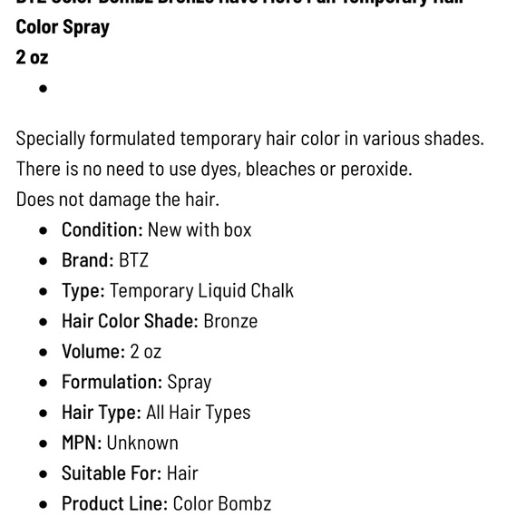 BTZ Beyond the zone color bombs bronze have more fun - Temporary color spray - Picture 2 of 2